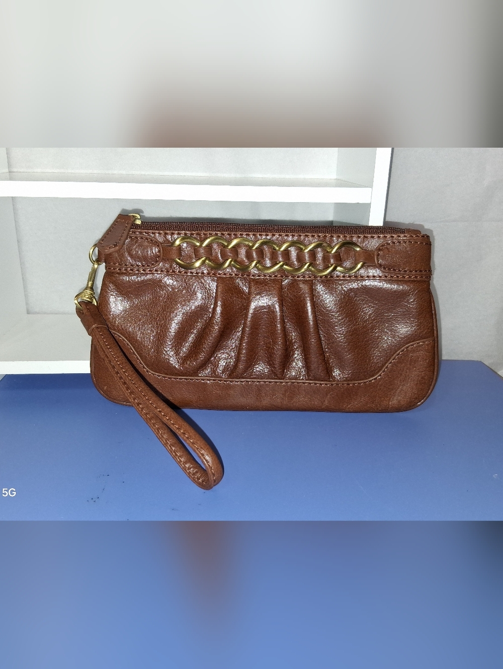 Vintage Wilson's Brown Pleated Leather Wristlet